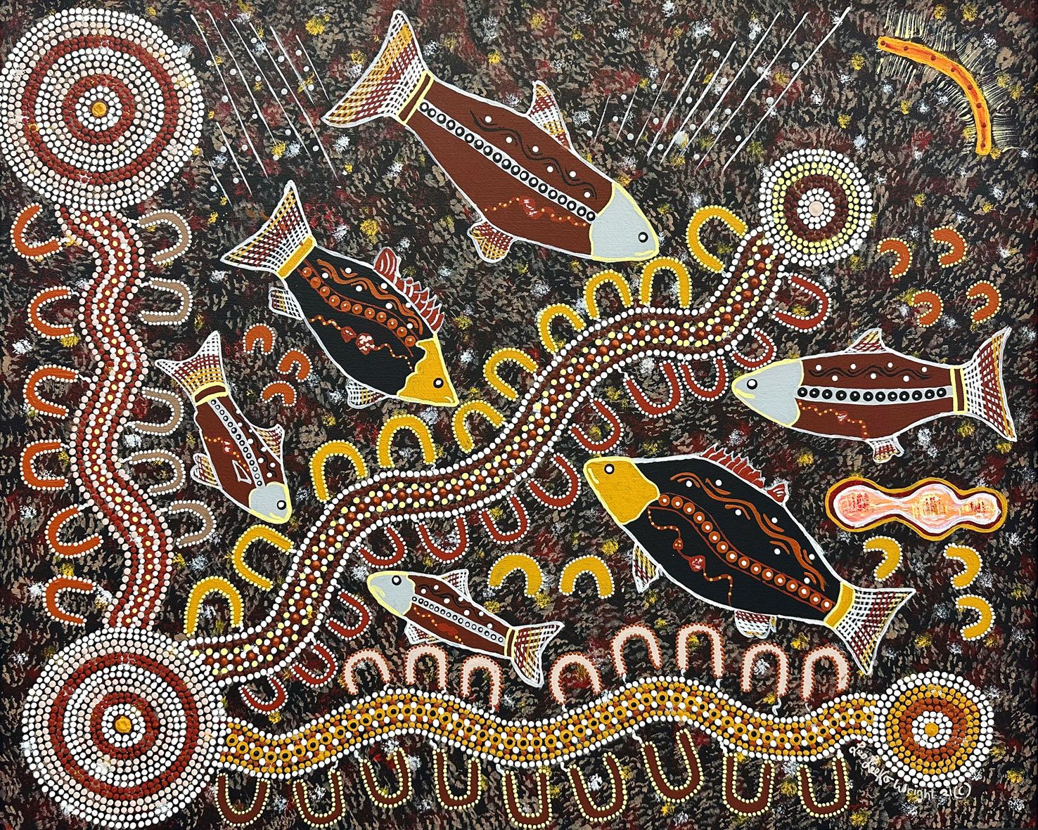 Dunghutti-Ngaku Aboriginal Art Gallery - Mullet Running