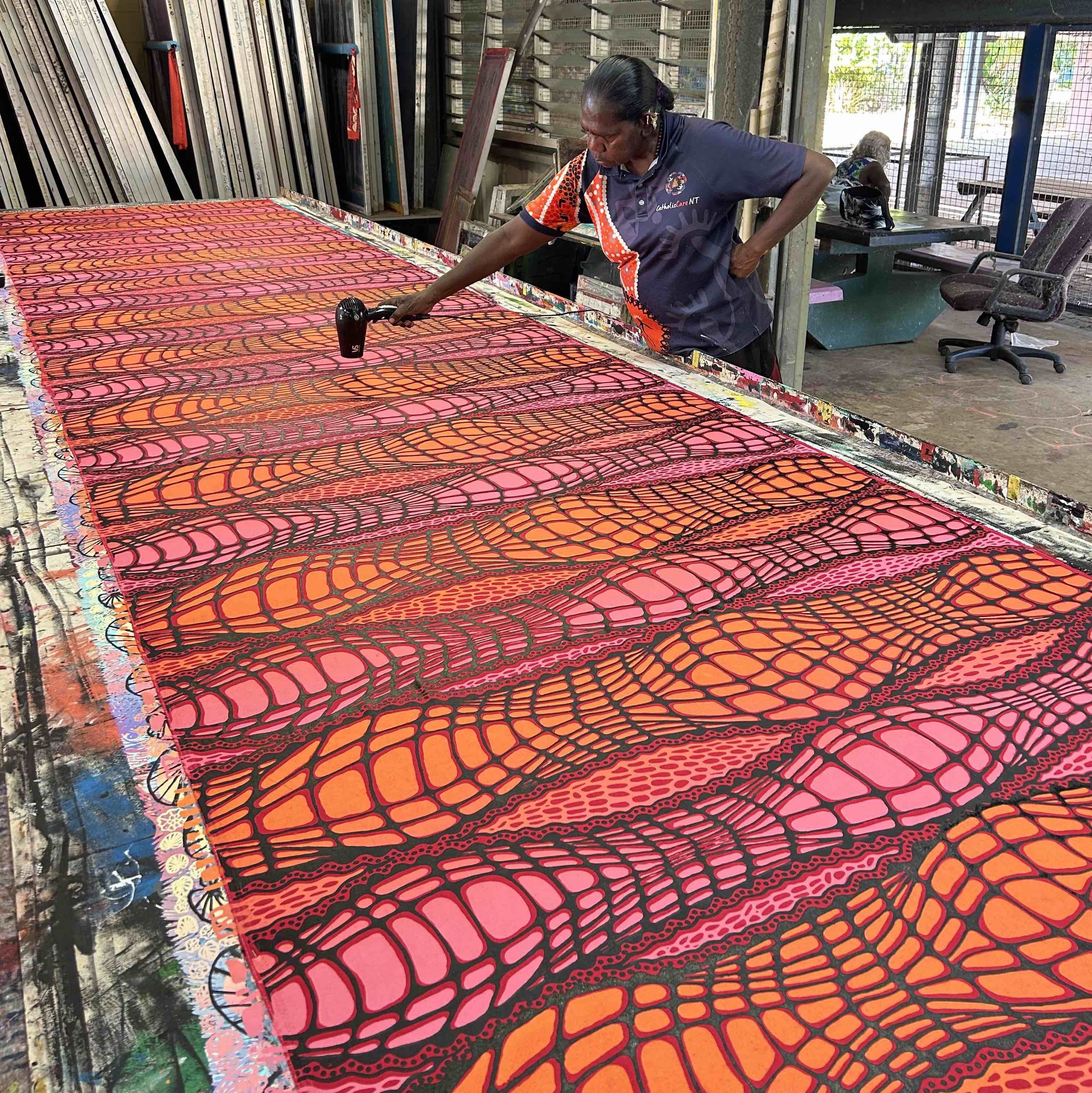 Merrepen Arts - Gracie Kumbi in the print workshop